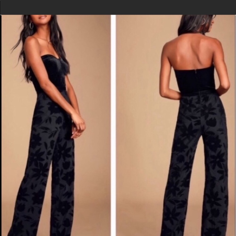Black velvet jumpsuit